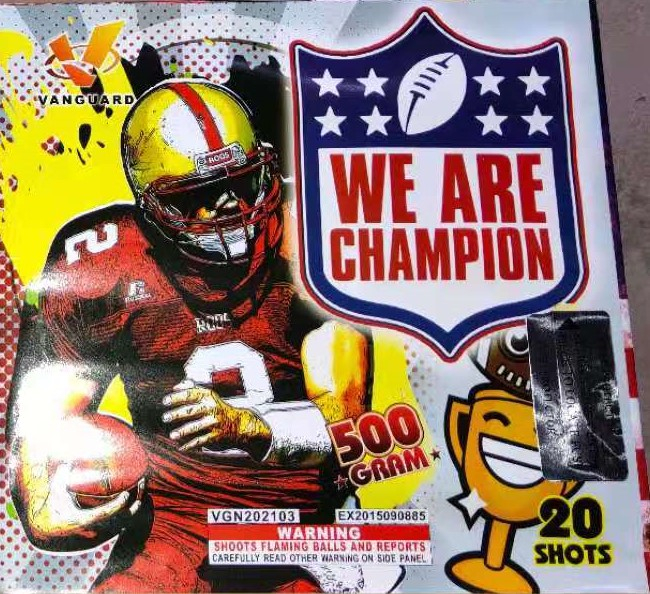 VGN202103 WE ARE CHAMPION 20 Shots Rectangle Cake