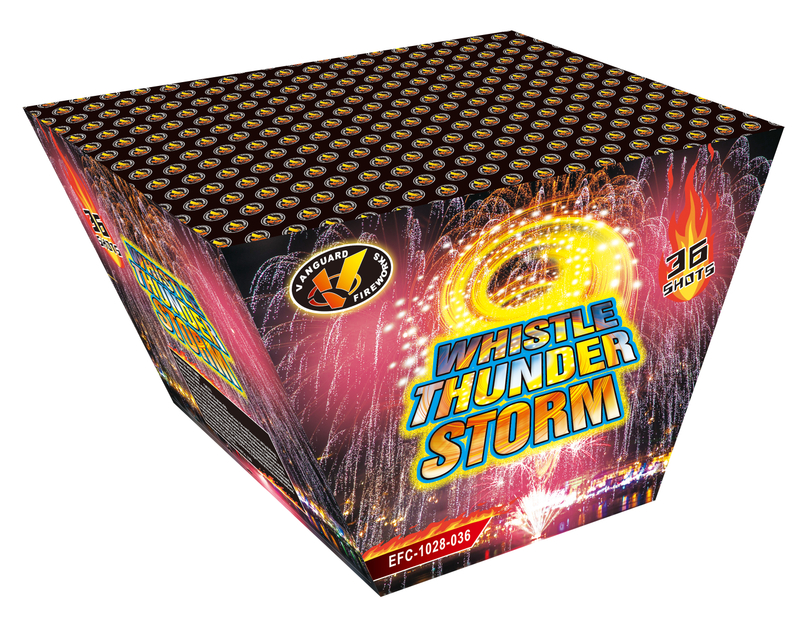 EFC-1028-036 Whistle Thunder Storm,36 Shots Fan Shape Cake, Consumer CE Cake, Combination Fireworks
