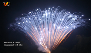 300 Shots Display Cake，Z Shape Big Coconut with Blue, 300 Shots Big Cake, Fantastic Fireworks, Display Fireworks Manufacturer